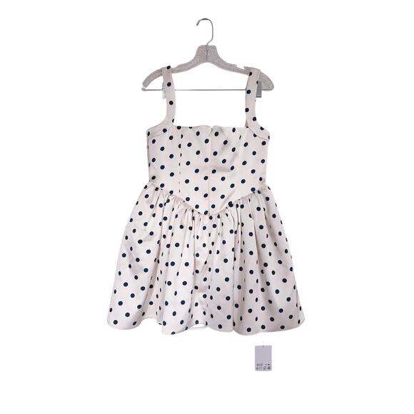 Self-Portrait Polka Dot Satin Mini Dress in Cream UK12/US8 - Picture 8 of 11